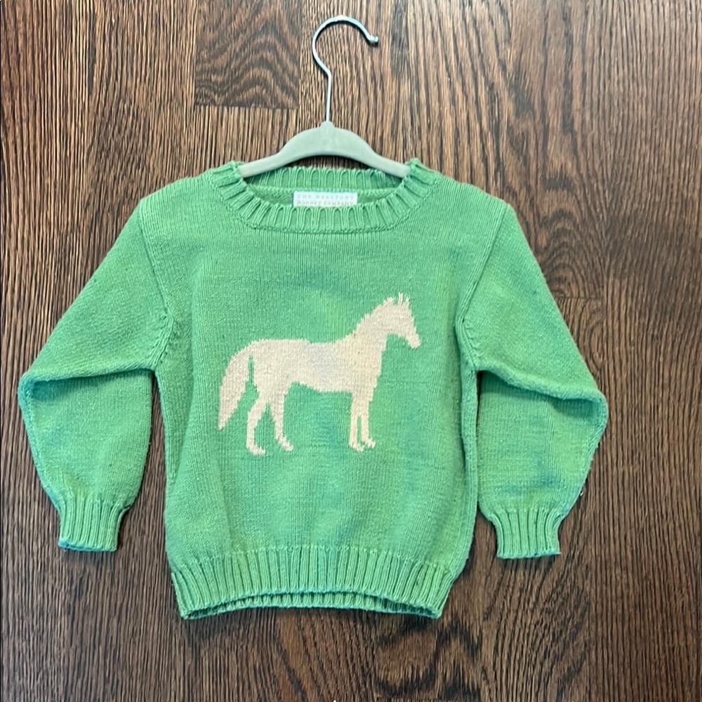 The Beaufort Bonnet Company Green Sweater with Horse Design